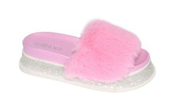 Wholesale Footwear Womens Sliders Comfy Soft Plush Open Toe Indoor Outdoor Bedroom Pink Size 6-10