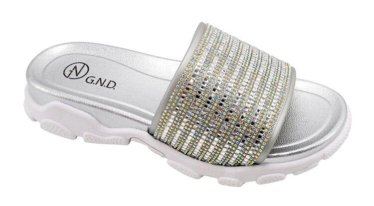 Wholesale Footwear Jelly Slippers For Women In Silver Size 7-11