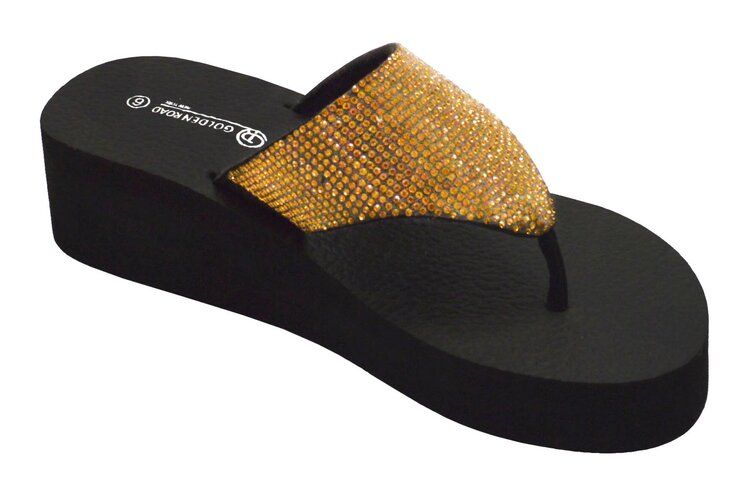 Wholesale Footwear Slippers For Women In Gold Color Size 6-10