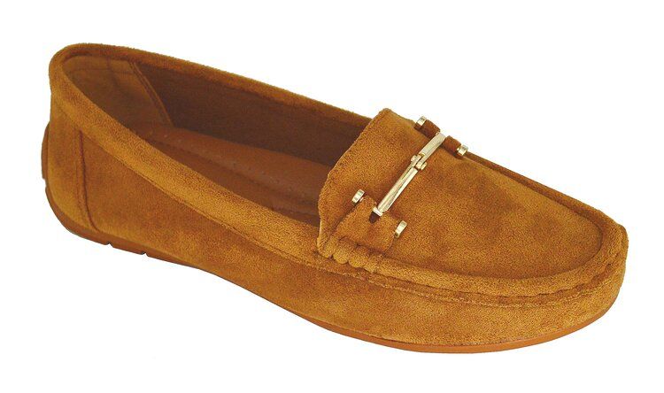 Wholesale Footwear Womens Comfortable Driving Shoes Outdoor Walking Flats Shoes Color Tan Size 5-8