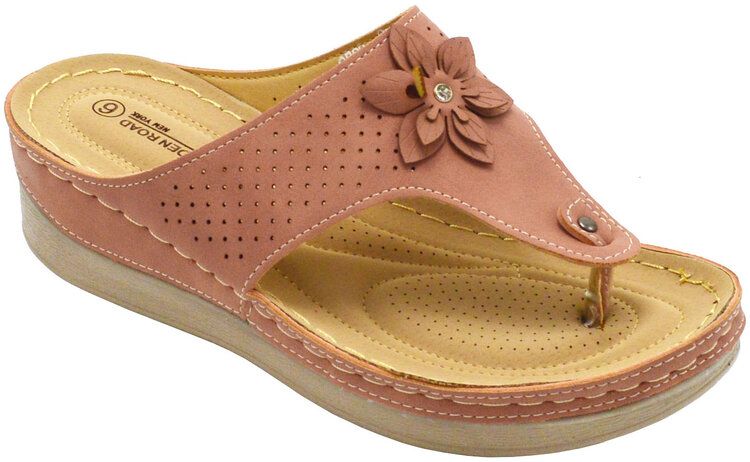 Wholesale Footwear Platform Sandals For Women Bohemian Flowers Sole Open Toe In Pink Color Size 5-10