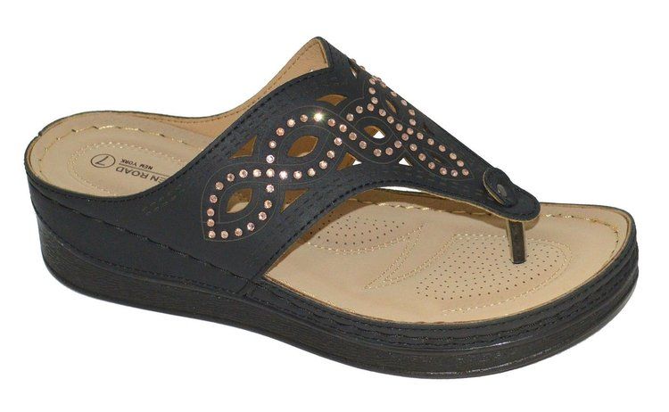Wholesale Footwear Platform Sandals For Women Sole Open Toe In Black Color Size 5-10