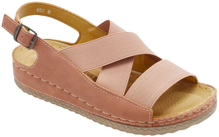 Wholesale Footwear Sandals For Women Wide, Flat Platform Ankle Buckle Sandals Strap Fashion Summer Beach Sandals Open Toe Color Pink Size 7-11