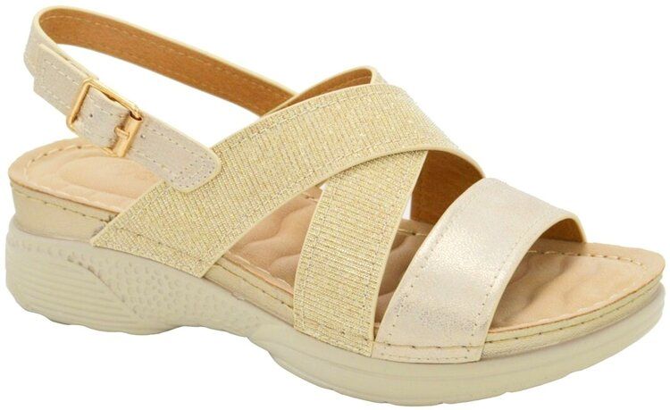 Wholesale Footwear Women's Sandals Wide Flat Platform Sandals Strap Fashion Summer Open Toe Color Gold Size 5-10