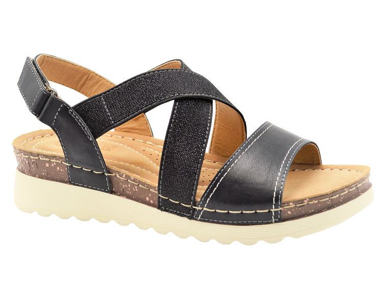 Wholesale Footwear Women's Sandals Wide Flat Platform Sandals Strap Fashion Summer Open Toe Color Black Size 5-10