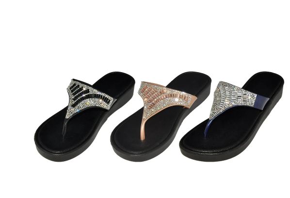 Wholesale Footwear Women's Platform Flip Flops Rhinestone Embellished