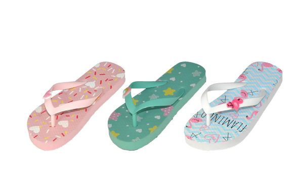 Wholesale Footwear Girls Printed Flip Flops
