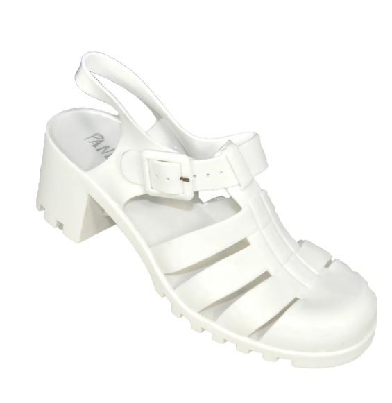 Wholesale Footwear Women's Jelly Sandals T Strap Slingback Flats Clear Summer Beach Rain Shoes In White