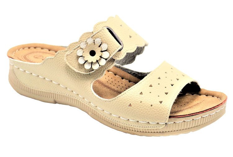 Wholesale Footwear Fashion Women Sandals Round Toe Color Beige Size 5-10