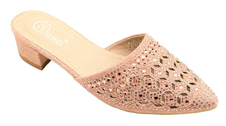 Wholesale Footwear Women's Rhinestone Slide Dress Sandal In Color Champagne Size 5-10