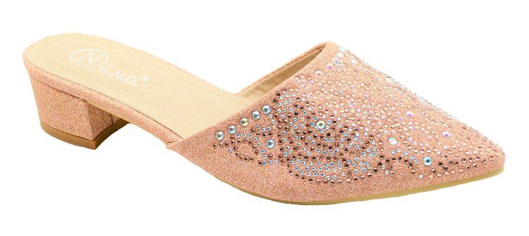 Wholesale Footwear Women's Rhinestone Slide Dress Sandal In Color Champagne Size 5-10
