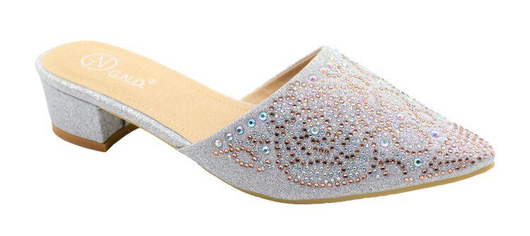 Wholesale Footwear Women's Rhinestone Slide Dress Sandal In Color Silver Size 5-10