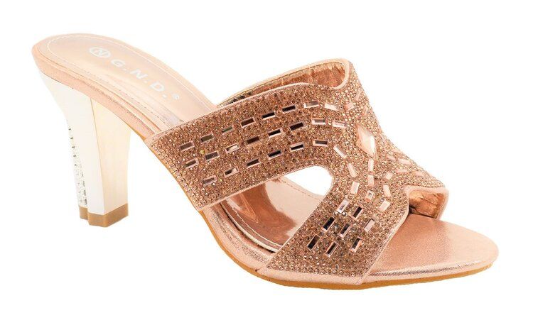 Wholesale Footwear Dress Sandals And Rhinestones For Women In Color Rose Gold Size 5-10