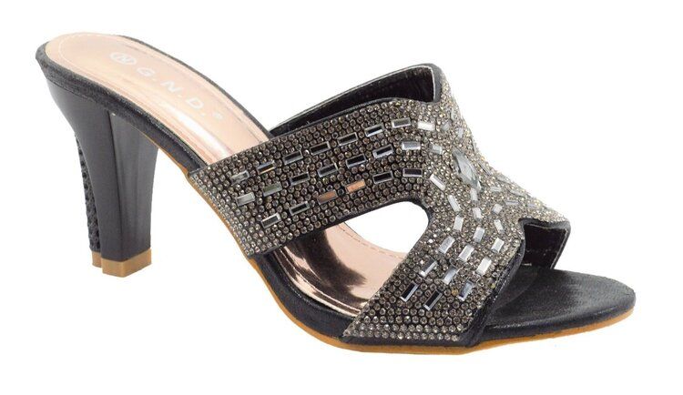 Wholesale Footwear Dress Sandals And Rhinestones For Women In Color Black Size 5-10