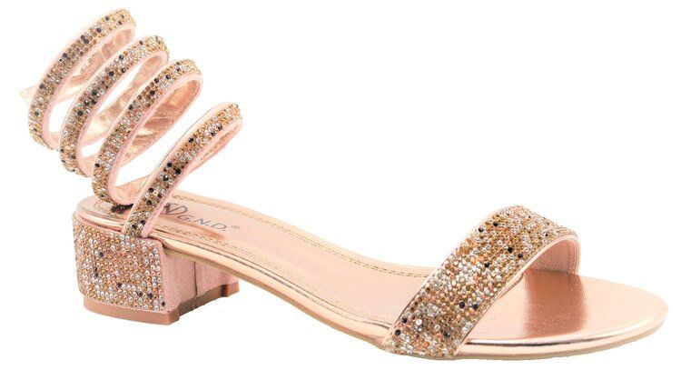 Wholesale Footwear Open Toe Low Block Chunky Heel Sandals For Women In Champagne Color Size 5-10
