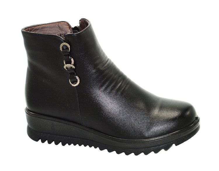 Wholesale Footwear Women Ankle Leather Boots Color Black Size 5-10