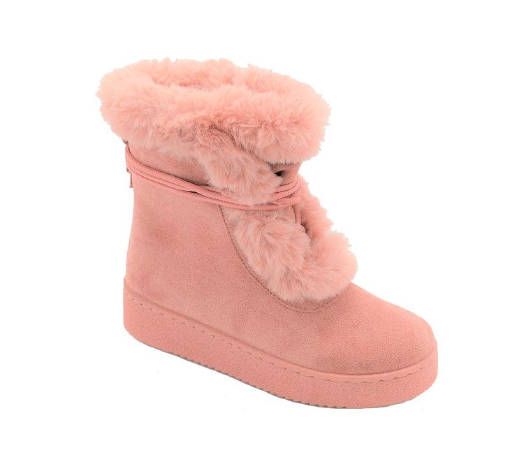 Wholesale Footwear Women Faux Fur Winter Bow Ankle Boots Color Grey Size 5-10