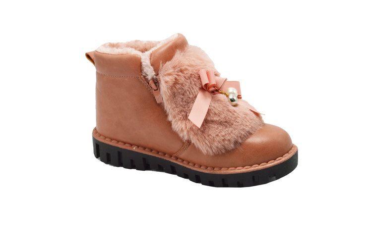 Wholesale Footwear Women Faux Fur Winter Bow Ankle Boots Color Blush Size 5-10