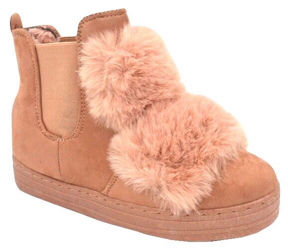 Wholesale Footwear Women Faux Fur Winter Bow Ankle Boots Color Blush Size 5-10