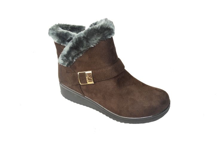 Wholesale Footwear Women Faux Fur Winter Bow Ankle Boots Color Brown Size 5-10