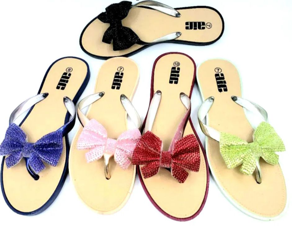 Wholesale Footwear Butterfly Ribbon Thong Strapped Flip Flops