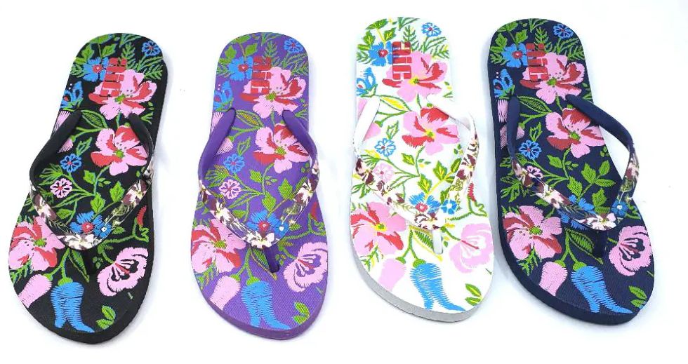 Wholesale Footwear Women's Floral Flip Flop