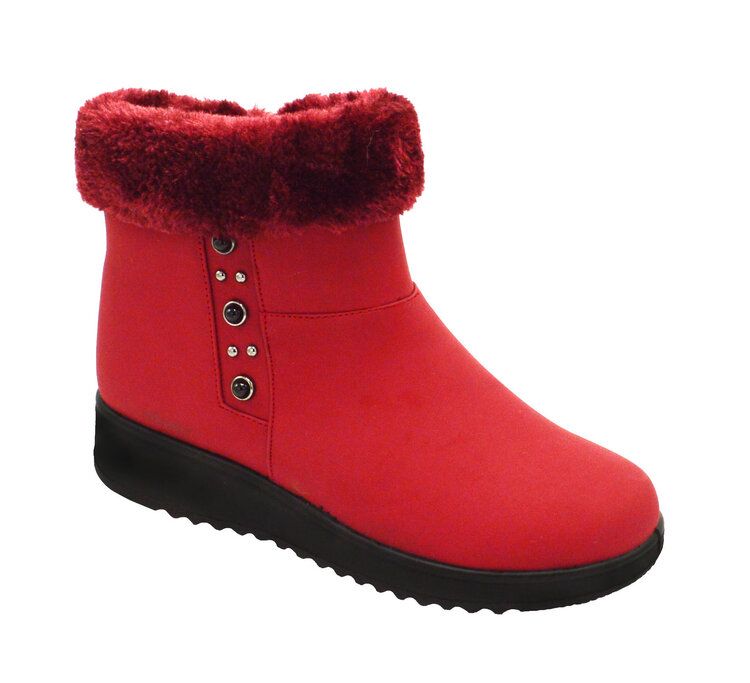 Wholesale Footwear Women Comfortable Ankle Winter Boots With Fur Lining Color Wine Size 5-10