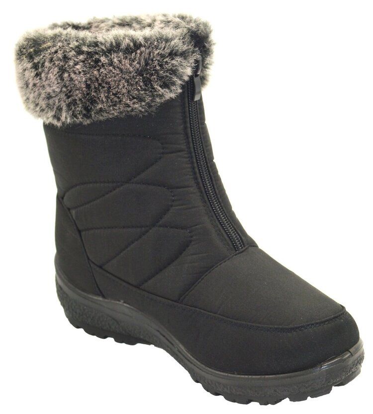 Wholesale Footwear Women Comfortable Winter Boots With Fur Lining Color Black Size 5-10