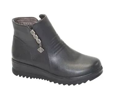 Wholesale Footwear Woman Comfortable Leather Ankle Boots Color Black Size 7-11