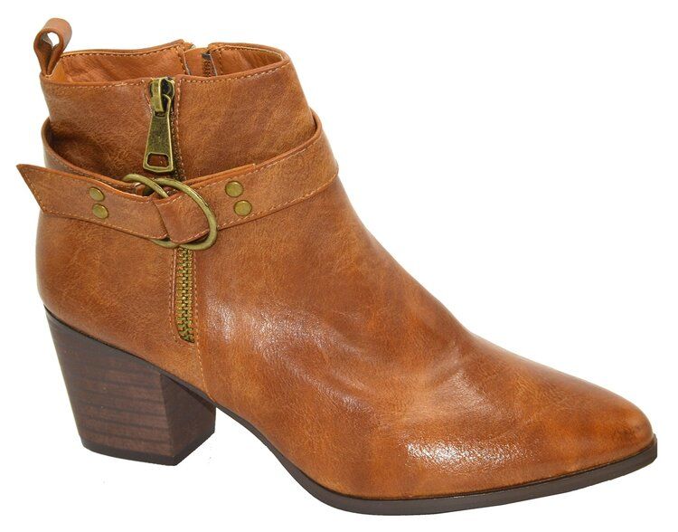 Wholesale Footwear Women Ankle Heel Booties Color Tan Size 5-10