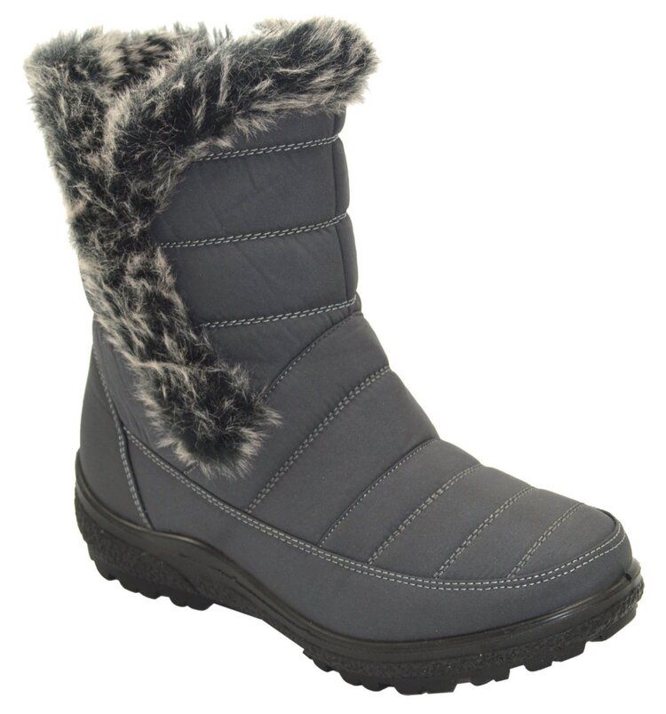 Wholesale Footwear Women Comfortable Winter Boots With Fur Lining Color Grey Size 7-11