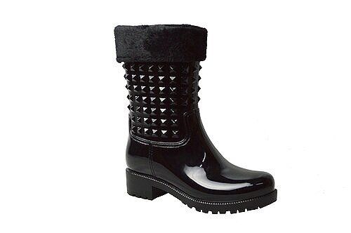 Wholesale Footwear Womens Rain Boots Lightweight With Fur Lining Color Black Size 5-10