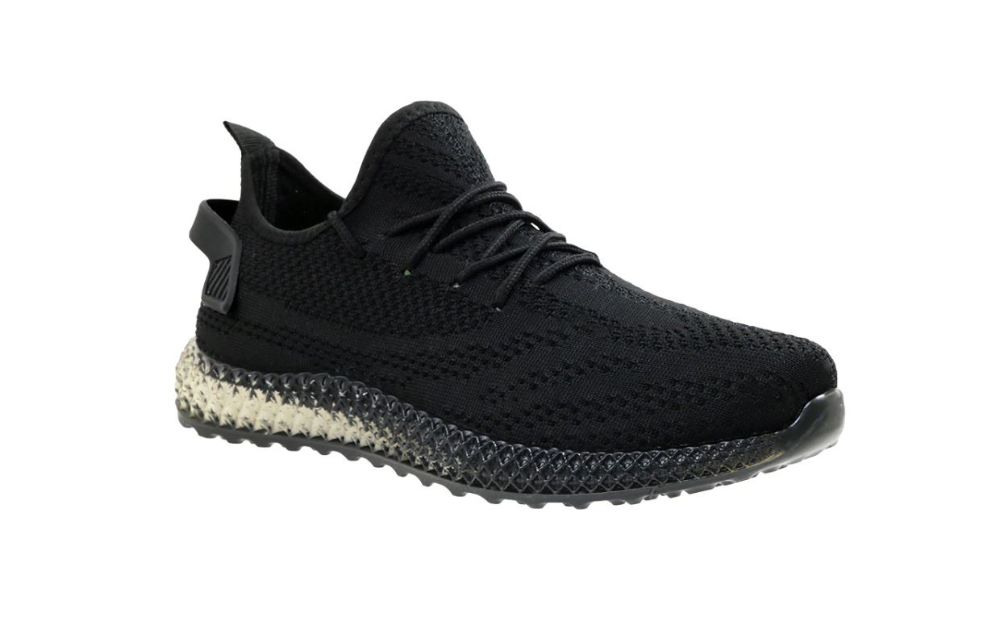Wholesale Footwear Men's Clear Sole Knitted Jogger Sneakers Black