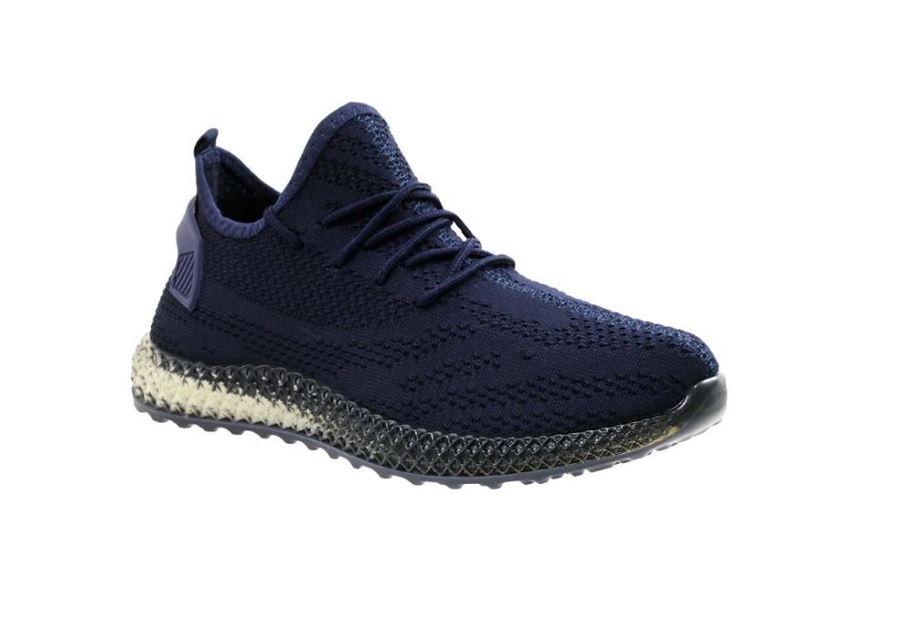 Wholesale Footwear Men's Clear Sole Knitted Jogger Sneakers Navy