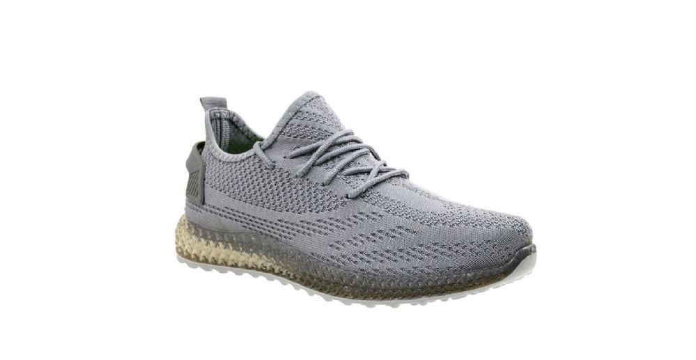 Wholesale Footwear Men's Clear Sole Knitted Jogger Sneakers Gray