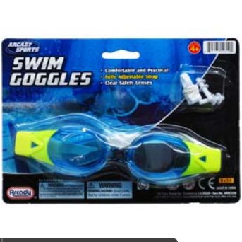 Wholesale Footwear 7" Swim Goggles W/ Nose & Ear Plugs On Card, 4assrt Clrs