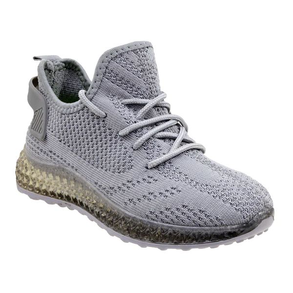 Wholesale Footwear Big Kid's Clear Sole Knitted Jogger Gray