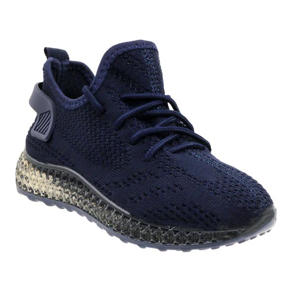 Wholesale Footwear Big Kid's Clear Sole Knitted Jogger Navy