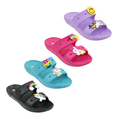 Wholesale Footwear Big Girl's Charm Double Band Sandal Assorted