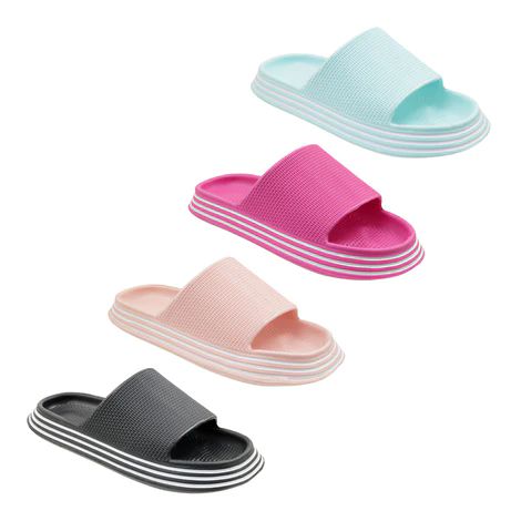 Wholesale Footwear Women's Stripe Slide Assorted