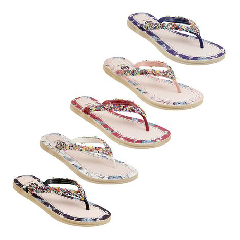 Wholesale Footwear Women's Floral Border Rhonestone Sandal