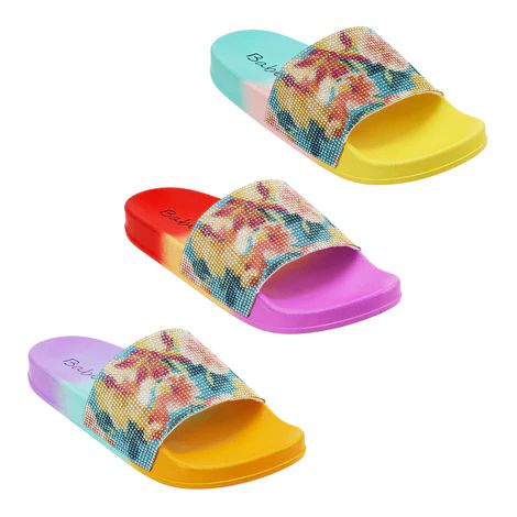 Wholesale Footwear Woman's Floral Rhinestone Slide Assorted