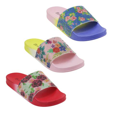 Wholesale Footwear Woman's Floral Rhinestone Slide Assorted