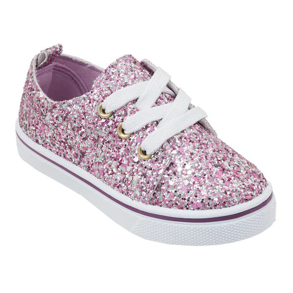 Wholesale Footwear Girl's Canvas Sneaker Rose Gold Glitter