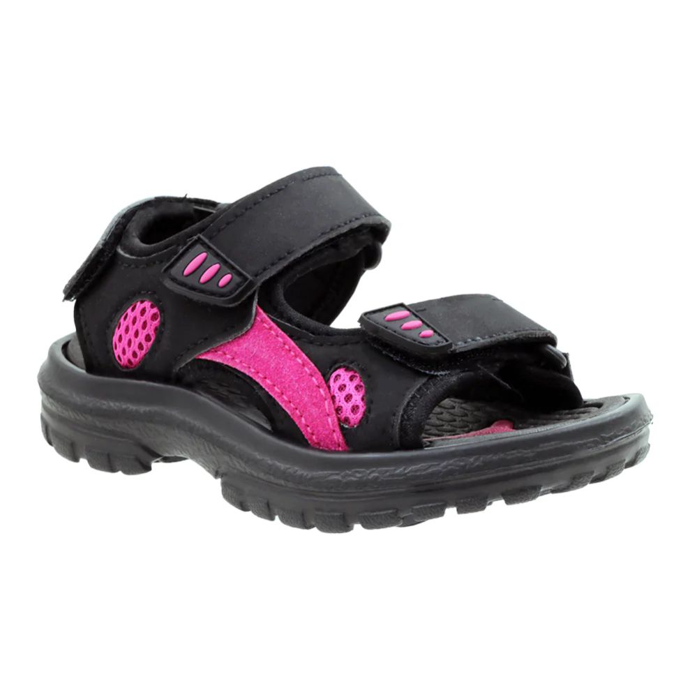 Wholesale Footwear Girls Active Sandals In Black And Fuschia