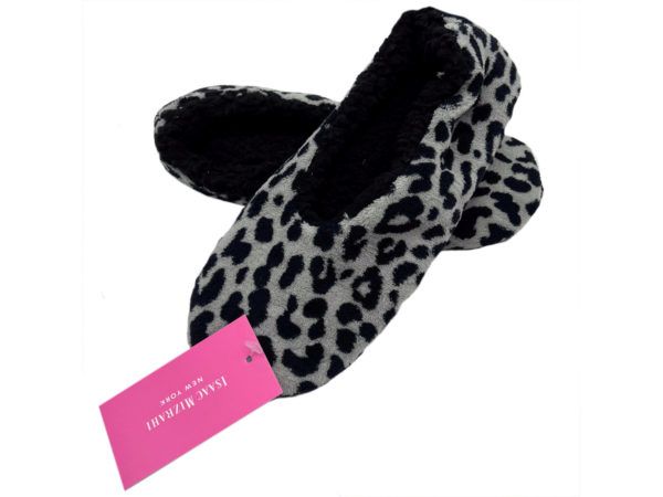 Wholesale Footwear Isaac Mizrahi Leopard Sherpa Lined Slippers Size Large
