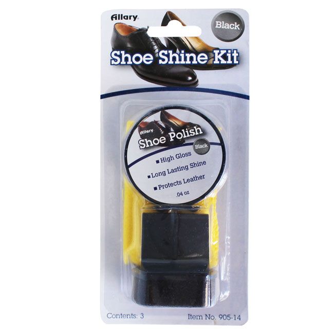 Wholesale Footwear Shoe Shine Kit With .04 Oz. Polish, Dauber, And Shine Cloth, Black