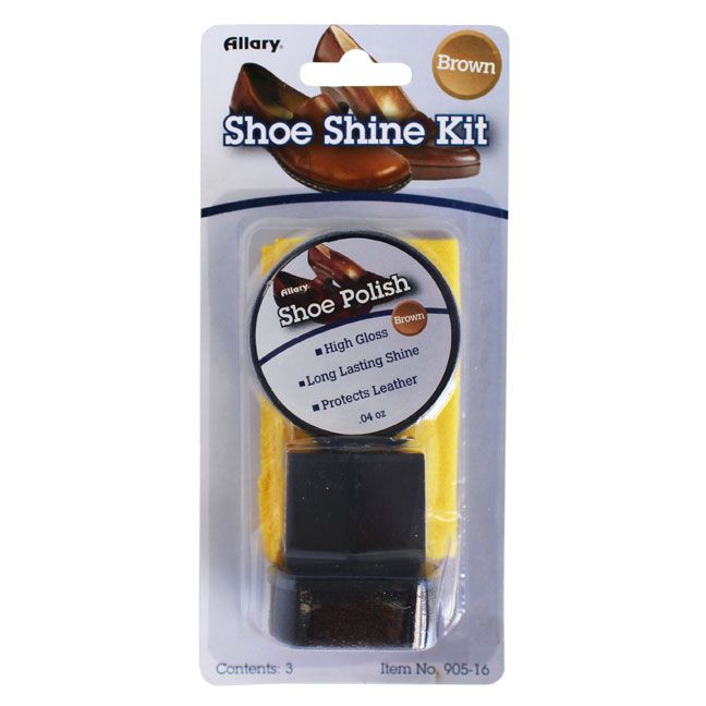 Wholesale Footwear Shoe Shine Kit With .04 Oz. Polish, Dauber, And Shine Cloth, Brown