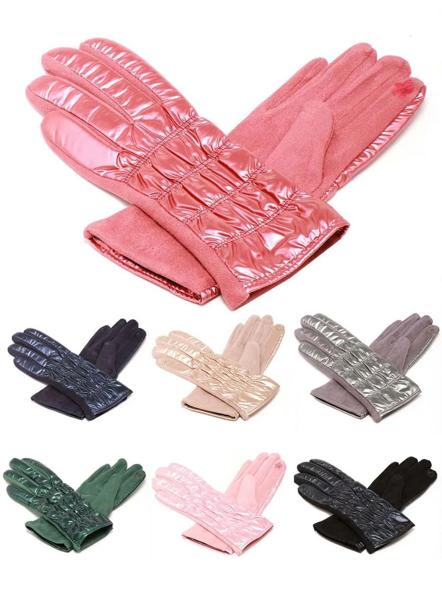 Wholesale Footwear Ladies Shiny Fabric Texting Gloves