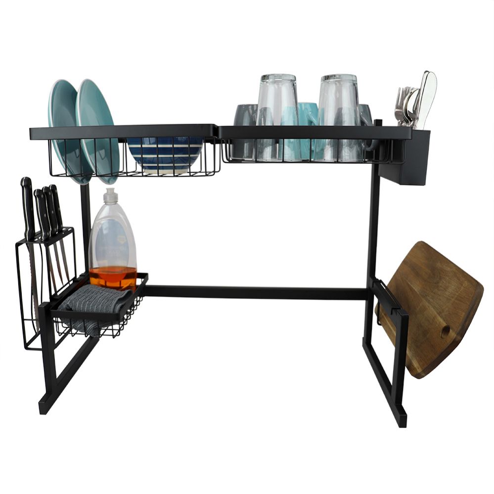 Wholesale Footwear Home Basics Deluxe Over the Sink Steel Kitchen Station, Black